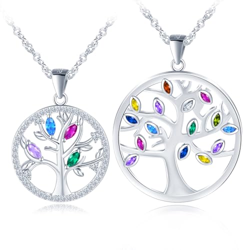 MICGIGI 925 Sterling Silber Anhänger Halskette Zirkonia Baum Muster Kette Set für Frauen von MICGIGI