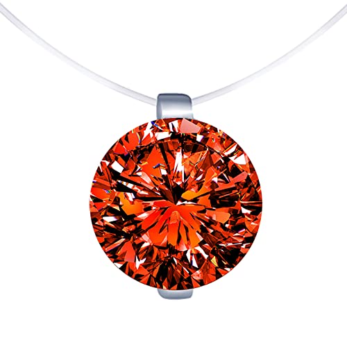 MICGIGI Damen 925 Sterling Silber Anhänger Halskette 8mm Zirkonia Anhänger Halskette Transparente Nylonkette Choker von MICGIGI