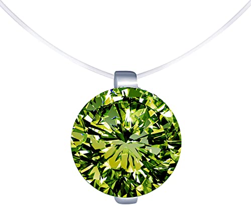 MICGIGI Damen 925 Sterling Silber Anhänger Halskette 8mm Zirkonia Anhänger Halskette Transparente Nylonkette Choker von MICGIGI