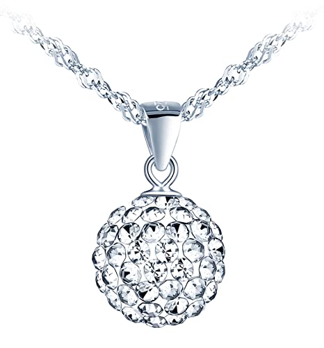 MICGIGI Damen 925 Sterling Silber Halskette Sparkle Ball Zirkonia Anhänger Halskette Ohrringe von MICGIGI