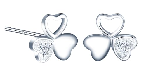 MICGIGI Damen 925 Sterling Silber Ohrringe 3 Blätter Kleeblatt Ohrringe Ohrstecker von MICGIGI
