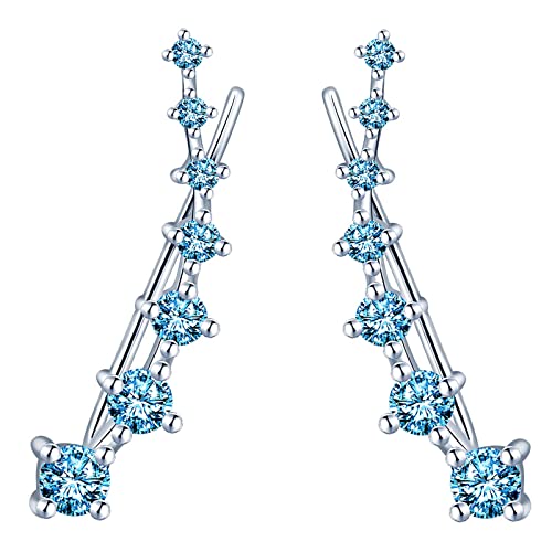 MICGIGI Damen 925 Sterling Silber Ohrringe Ohrstecker Sieben Sterne Zirkonia Ohrringe Ohrklemme Ohrringe Ohrclips von MICGIGI