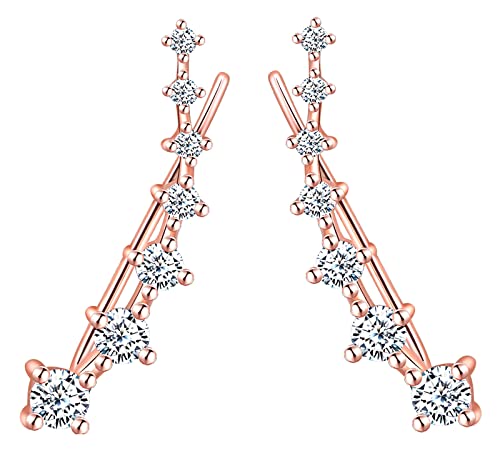 MICGIGI Damen 925 Sterling Silber Ohrringe Sieben Sterne Zirkonia Ohrstecker Ohrklemme Ohrclips von MICGIGI