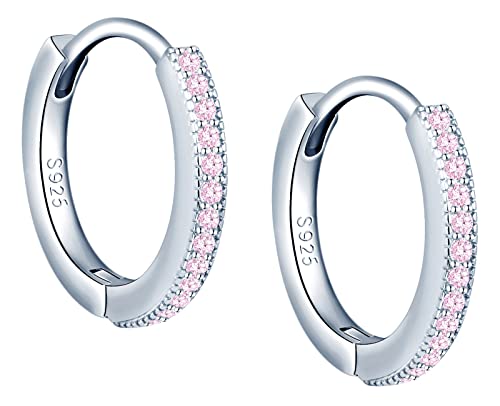 MICGIGI Damen 925 Sterling Silber Ohrringe Zirkonia Runde Hoop Ohrringe von MICGIGI