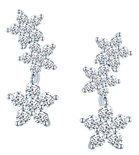 MICGIGI Damen 925 Sterling Silber Ohrstecker Pflaumen Muster Zirkonia Ohrringe von MICGIGI