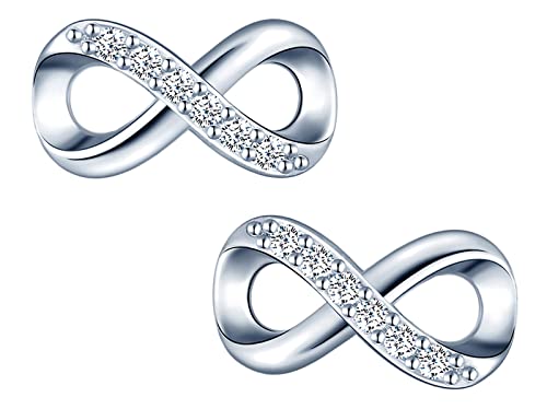 MICGIGI Damen 925 Sterling Silber Ohrstecker Unendliches Symbol Zirkonia Ohrringe von MICGIGI