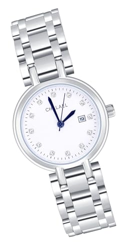 MICGIGI Damen Quarz Armbanduhr Rund Silber Analog Uhr mit Einfaches Zifferblatt,Edelstahl Armband von MICGIGI