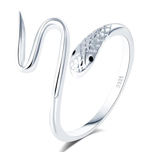 MICGIGI Damen Ring 925er Sterling Silber Offener Ring Schlangen Gestaltung Verstellbarer Ring Finger Ring von MICGIGI