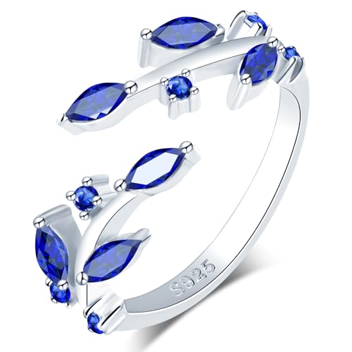 MICGIGI Damen Verstellbarer Ring 925er Sterling Silber Offener Ring Blätter Gestaltung Finger Ring von MICGIGI