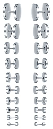 MICGIGI Herren Damen Edelstahl Ohrringe 3 4 5 6 7 8 9 10 12 14mm Runde Piercing Ohrringe Ohrstecker Set von MICGIGI