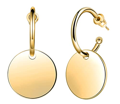 MICGIGI Stilvolle 20MM Runde Edelstahl Ohrringe Ohrstecker für Frauen Gold von MICGIGI