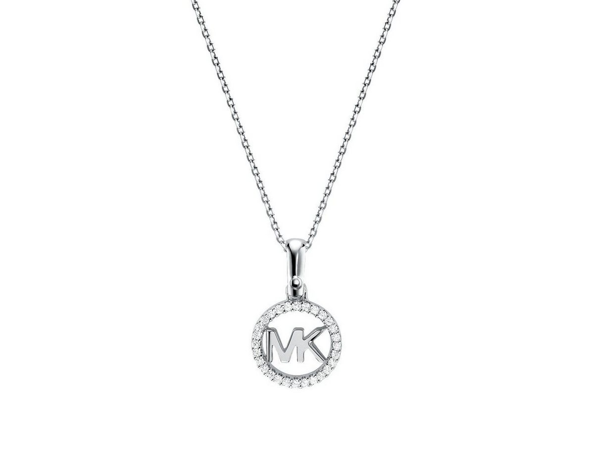 MICHAEL KORS Kette mit Anhänger MKC1108AN040 Halskette mit Pavé-Logoanhänger Damen Zirkonia Silber von MICHAEL KORS