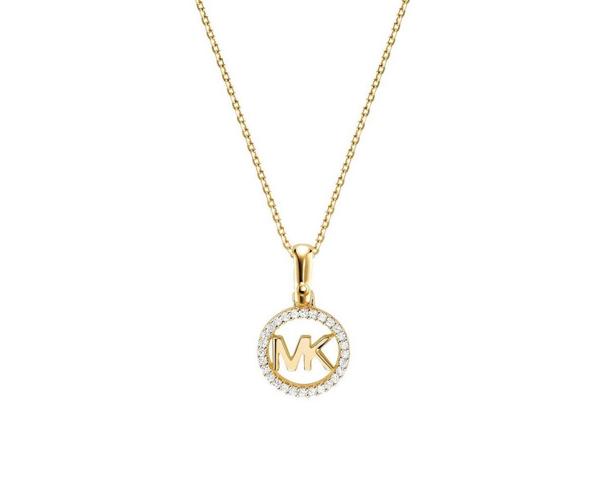 MICHAEL KORS Kette mit Anhänger MKC1108AN710 Halskette mit Pavé-Logoanhänger Damen Zirkonia Gold von MICHAEL KORS