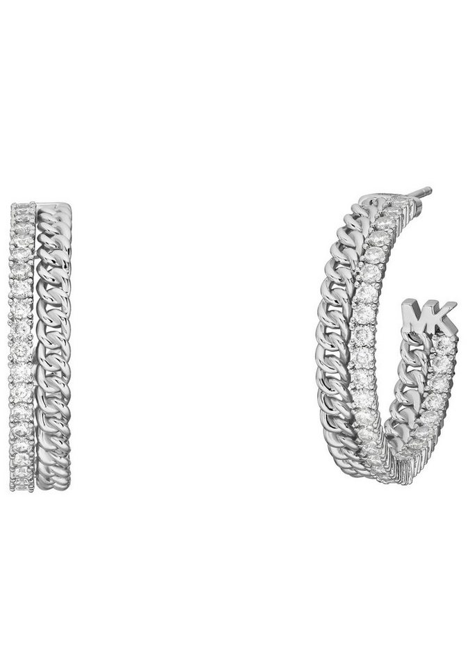 MICHAEL KORS Paar Creolen Schmuck Messing PREMIUM MIXED TENNIS DOUBLE LAYER, mit Zirkonia (synth) von MICHAEL KORS