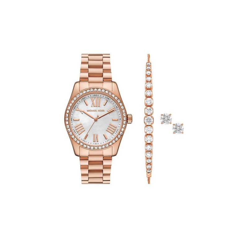 MICHAEL KORS Quarzuhr Damen-Uhr-Set Lexington Armband Ohrringe Rosé MK1088SET von MICHAEL KORS