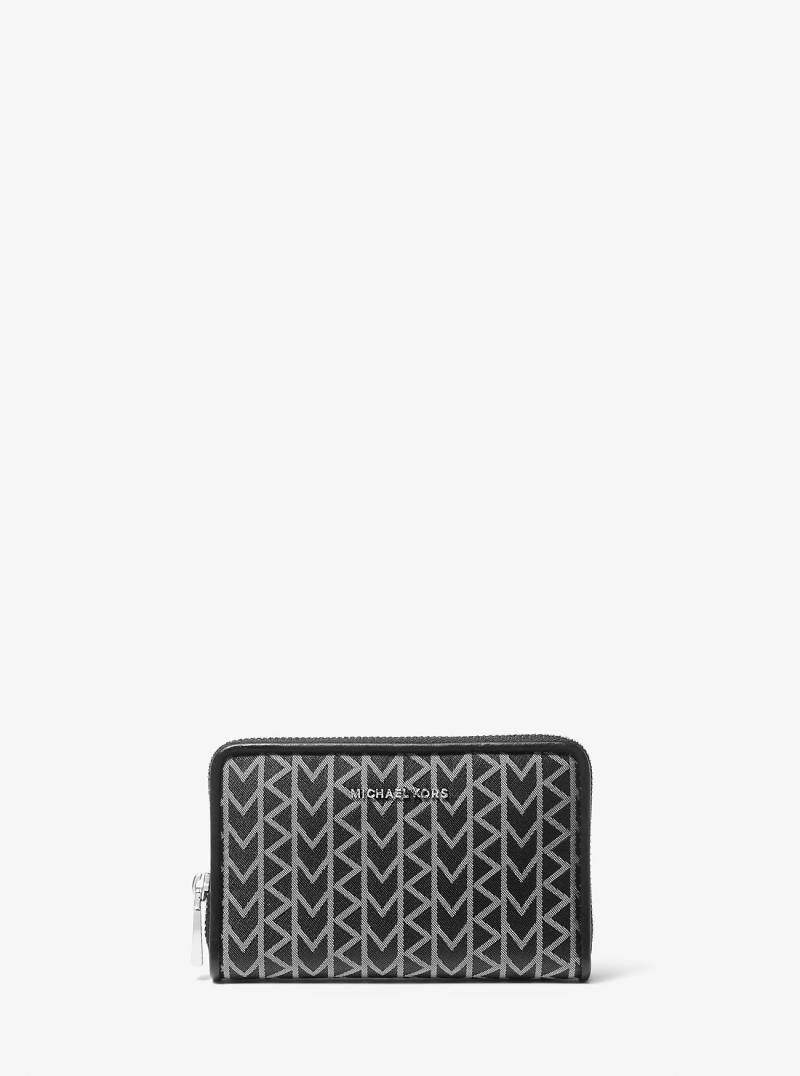 Brieftasche Jet Set Small Aus Jacquard Mit Mk2000-Logomuster - Michael Kors von MICHAEL Michael Kors