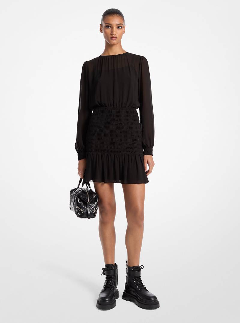 Gesmoktes Langarmkleid Aus Georgette - Michael Kors Gesmoktes Langarmkleid Aus Georgette - Michael Kors von MICHAEL Michael Kors