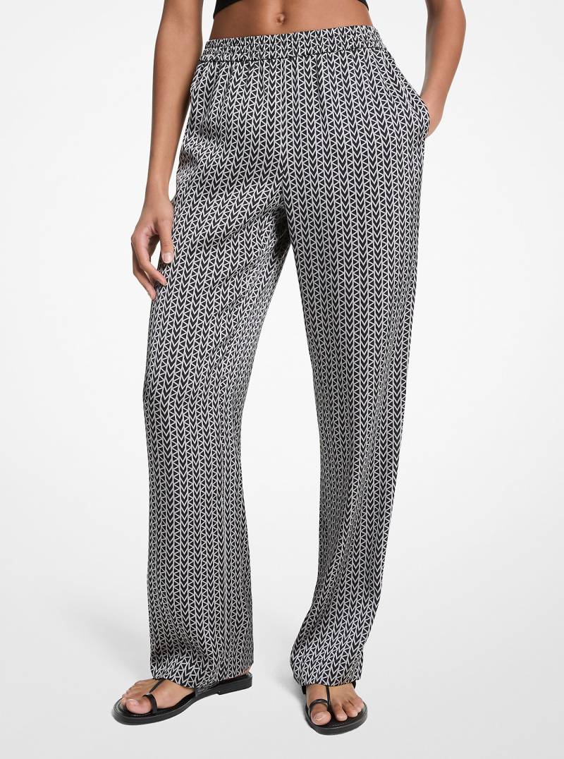 Hose Aus Satin Mit Mk2000-Logomuster - Michael Kors von MICHAEL Michael Kors