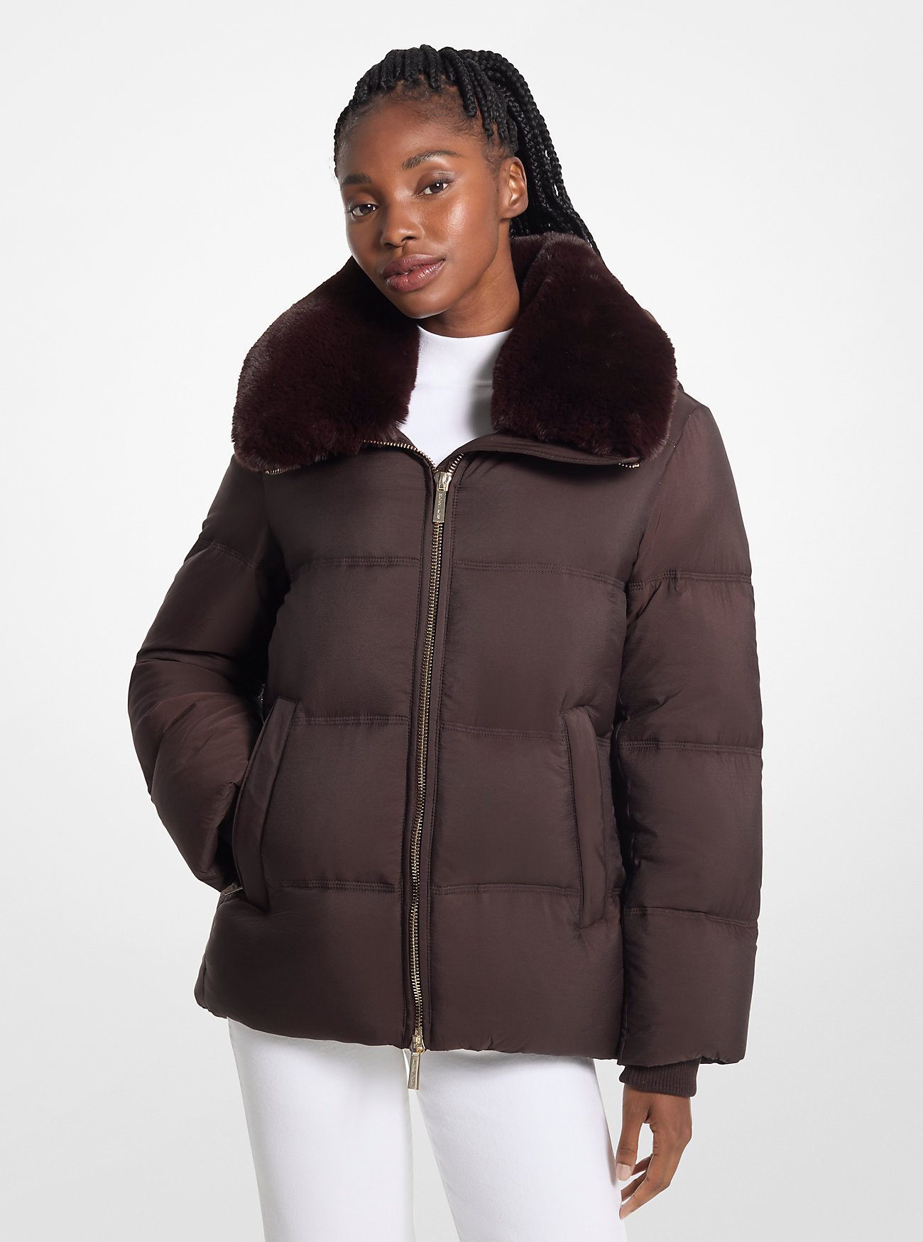 MK Abgesteppte Daunenjacke Mit Kunstpelzkragen - Braun - Michael Kors von MICHAEL Michael Kors