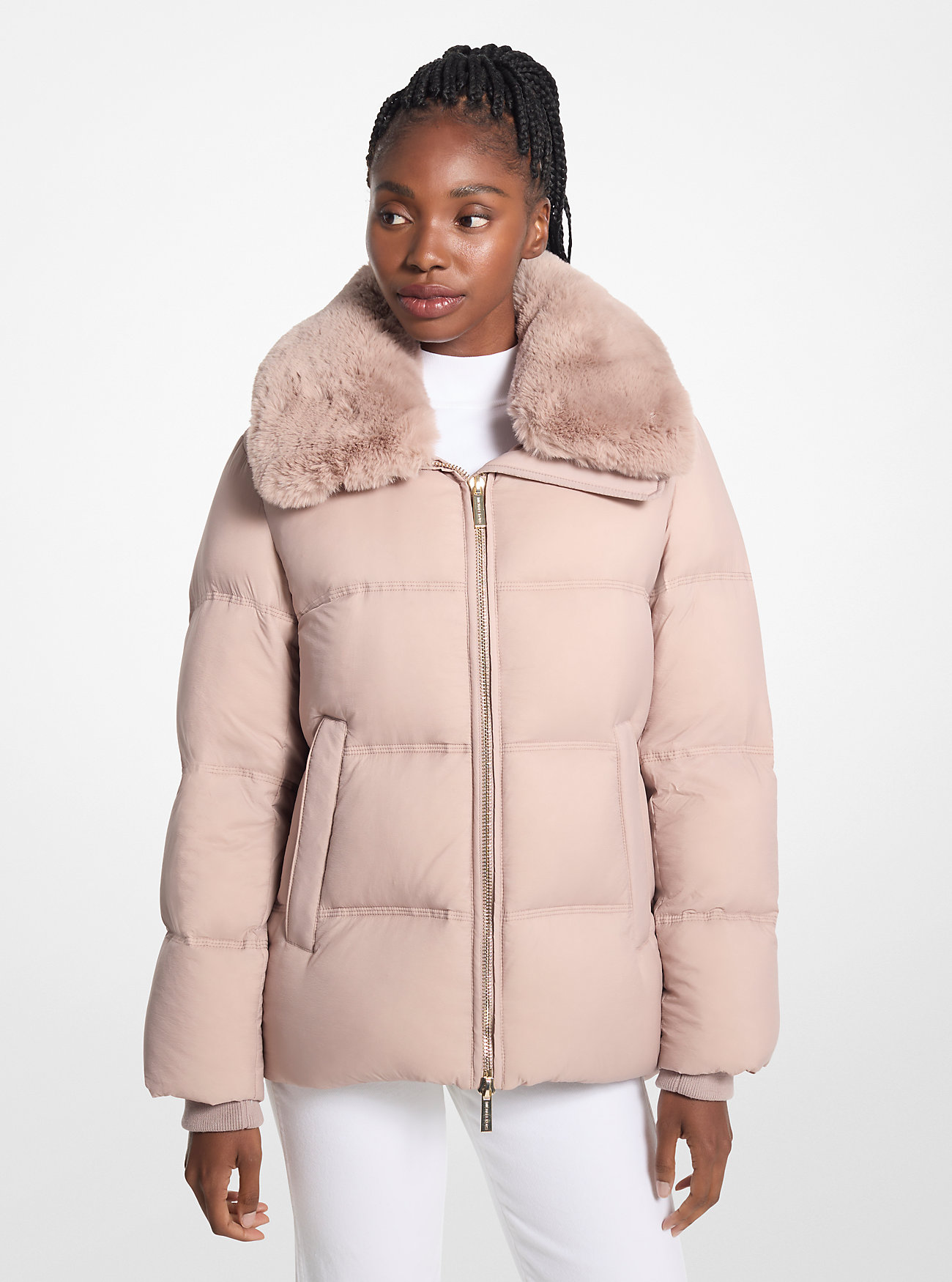MK Abgesteppte Daunenjacke Mit Kunstpelzkragen - Goldton - Michael Kors von MICHAEL Michael Kors