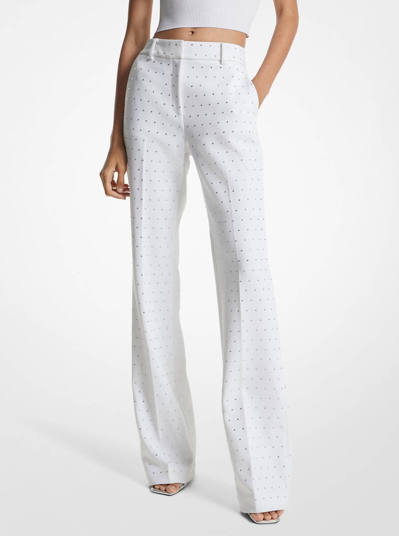 MK Bootcut-Hose Aus Stretch-Krepp Mit Kristallverzierung - Weiss - Michael Kors von MICHAEL Michael Kors