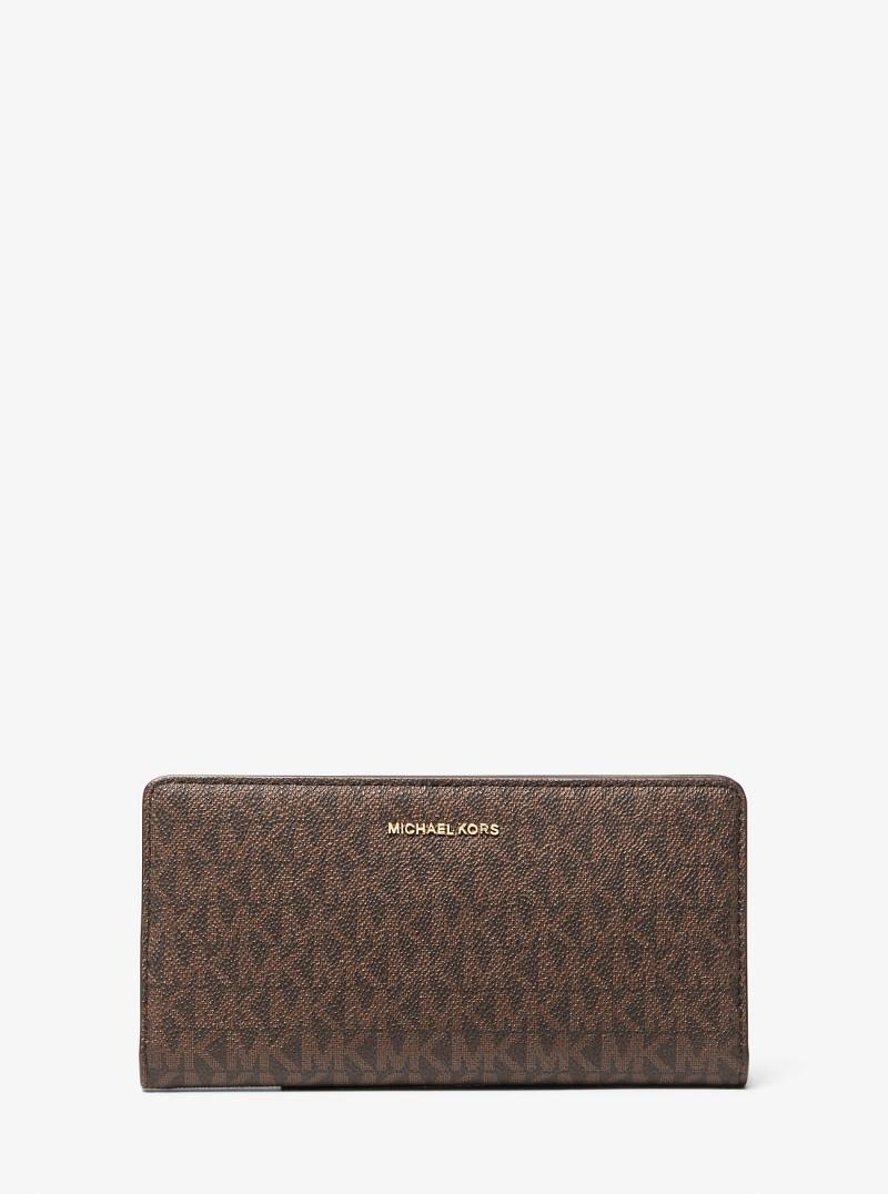 MK Brieftasche Bryant Large Mit Signature-Logomuster Und Druckknopfverschluss - Braun - Michael Kors von MICHAEL Michael Kors
