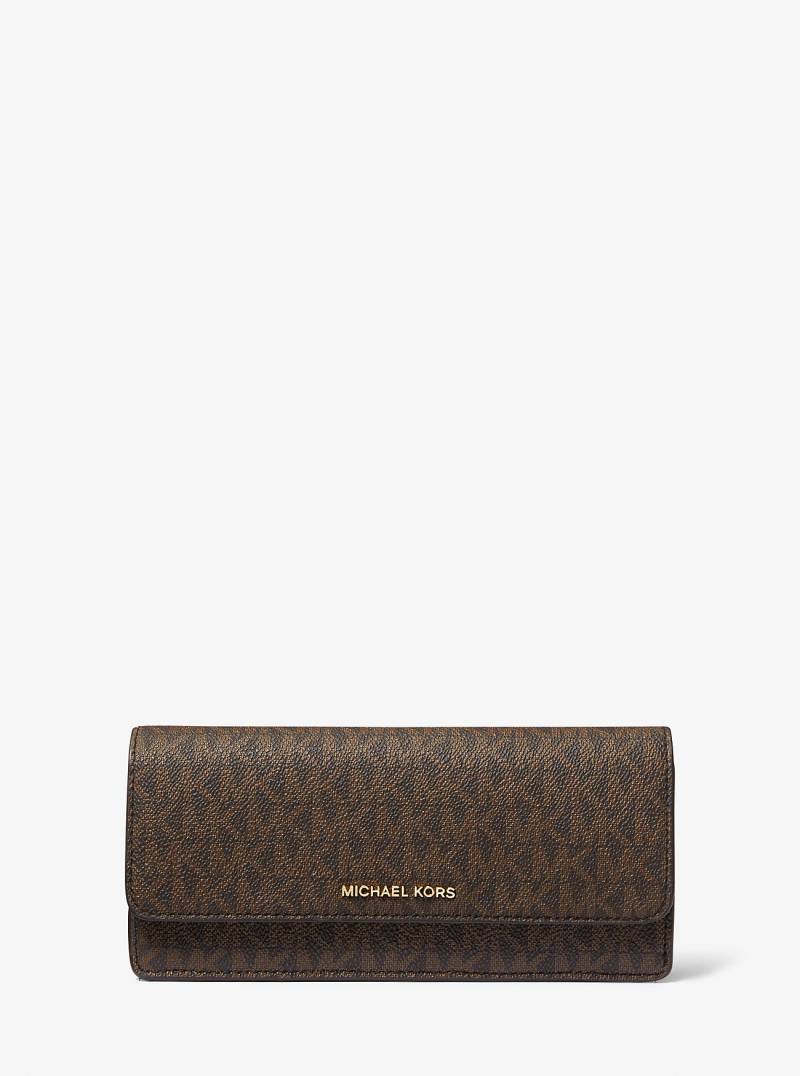 MK Brieftasche Jet Set Large Mit Signature-Logomuster Und Druckknopfverschluss - Braun - Michael Kors von MICHAEL Michael Kors