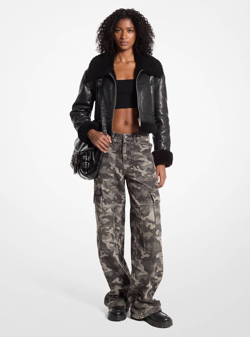 MK Cargohose Aus Denim Mit Camouflage-Print Und Weitem Bein - Grau - Michael Kors von MICHAEL Michael Kors