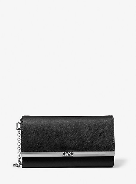 MK Clutch Mona Large Aus Saffianleder - Schwarz - Michael Kors von MICHAEL Michael Kors