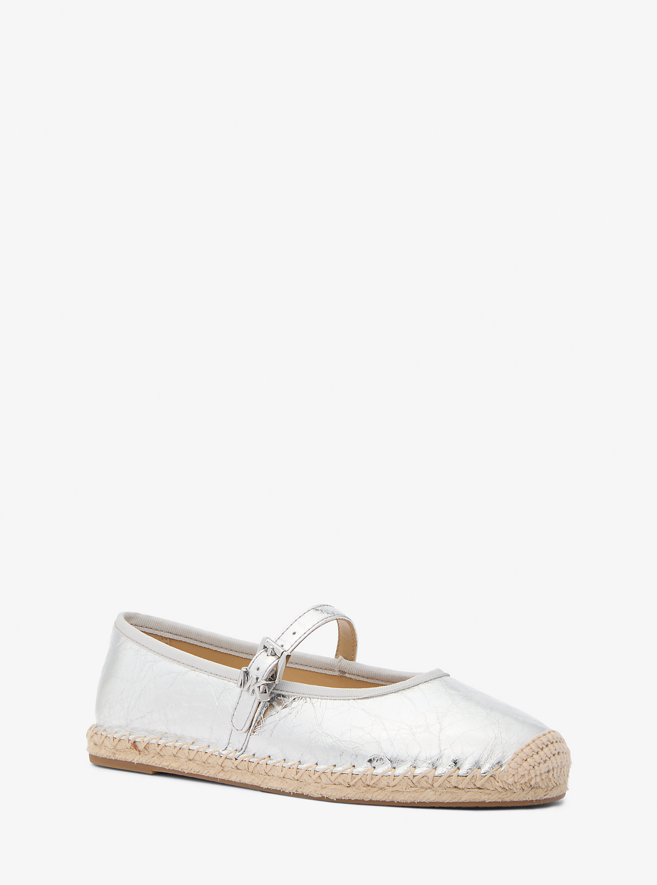 MK Espadrille Lynn Aus Leder In Metallic-Optik Im Ballerina-Stil - Silberton - Michael Kors MK Espadrille Lynn Aus Leder In Metallic-Optik Im Ballerina-Stil - Silberton - Michael Kors von MICHAEL Michael Kors