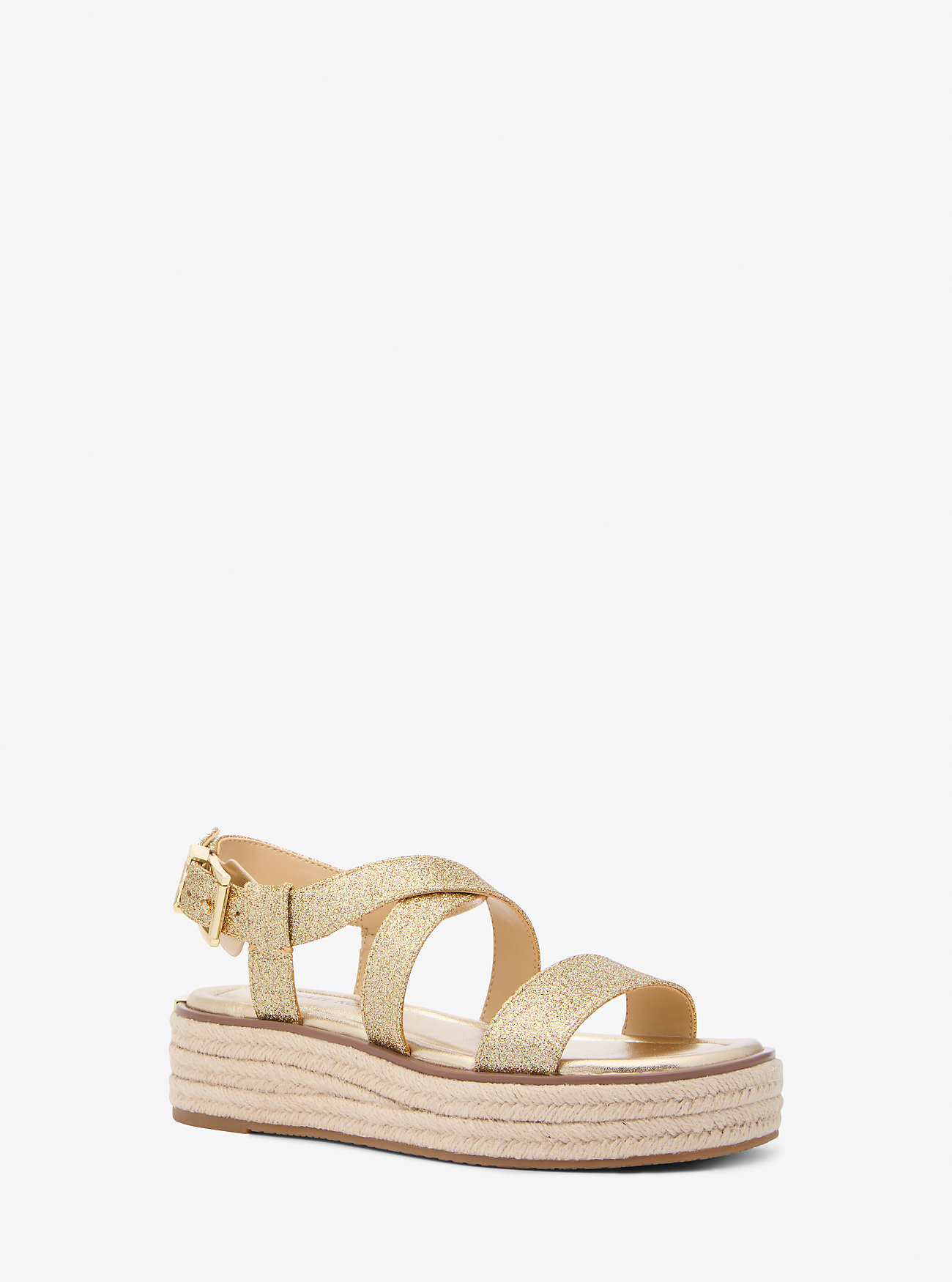 MK Espadrille-Sandale Lynn Aus Leder In Metallic-Optik Mit Plateau - Goldton - Michael Kors von MICHAEL Michael Kors