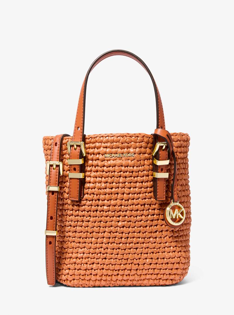 MK Gehäkelte Umhängetasche Quinn Extra-Small Aus Stroh - Orange - Michael Kors von MICHAEL Michael Kors