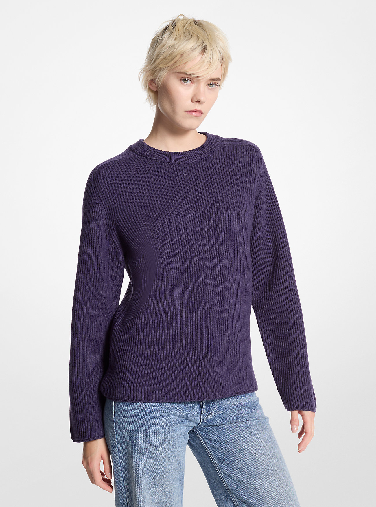 MK Gerippter Pullover Aus Wolle - Lila - Michael Kors MK Gerippter Pullover Aus Wolle - Lila - Michael Kors von MICHAEL Michael Kors