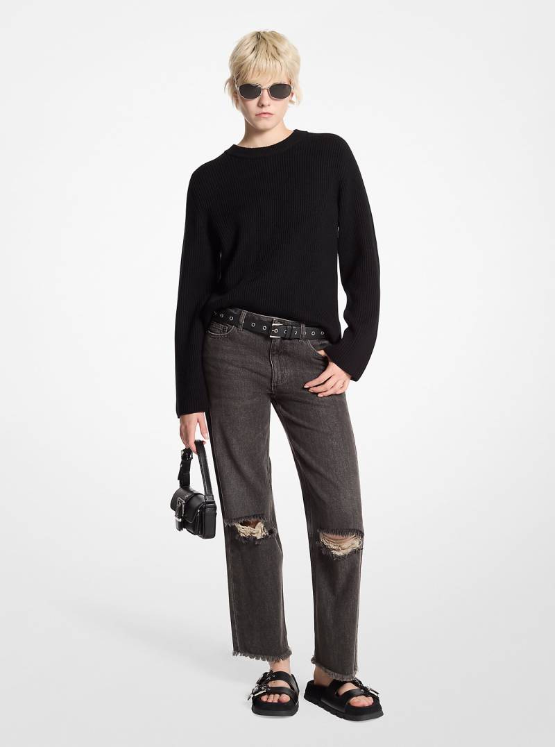 MK Gerippter Pullover Aus Wolle - Schwarz - Michael Kors von MICHAEL Michael Kors