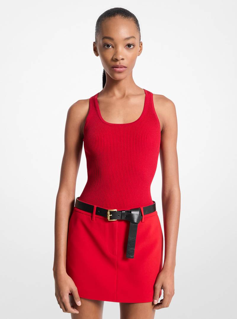 MK Geripptes Tanktop Mit Weitem Rundhalsausschnitt - Rot - Michael Kors von MICHAEL Michael Kors