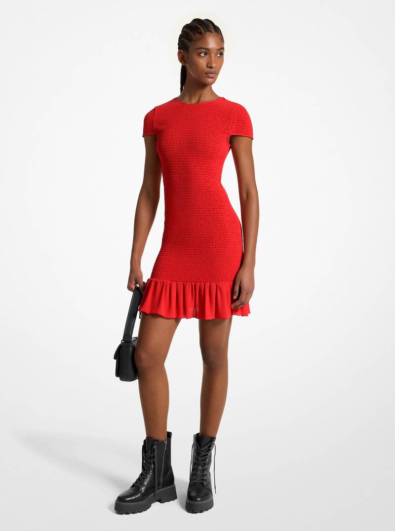 MK Gesmoktes Minikleid Aus Georgette - Rot - Michael Kors von MICHAEL Michael Kors