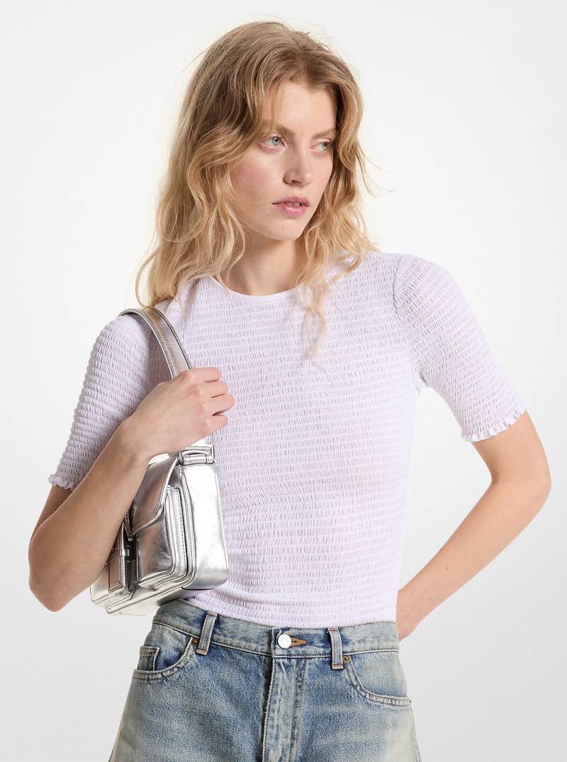 MK Gesmoktes Shirt Aus Georgette - Weiss - Michael Kors von MICHAEL Michael Kors