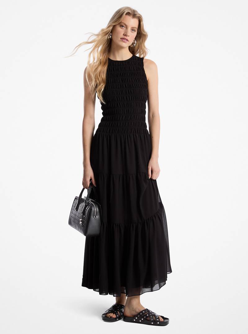 MK Gesmoktes Tanktopkleid Aus Georgette - Schwarz - Michael Kors von MICHAEL Michael Kors