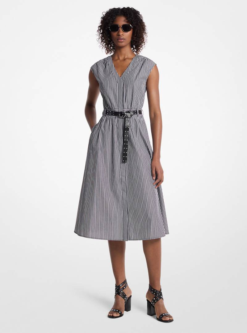 MK Gestreiftes Midikleid Aus Baumwoll-Popeline Mit Gürtel - Schwarz - Michael Kors MK Gestreiftes Midikleid Aus Baumwoll-Popeline Mit Gürtel - Schwarz - Michael Kors von MICHAEL Michael Kors