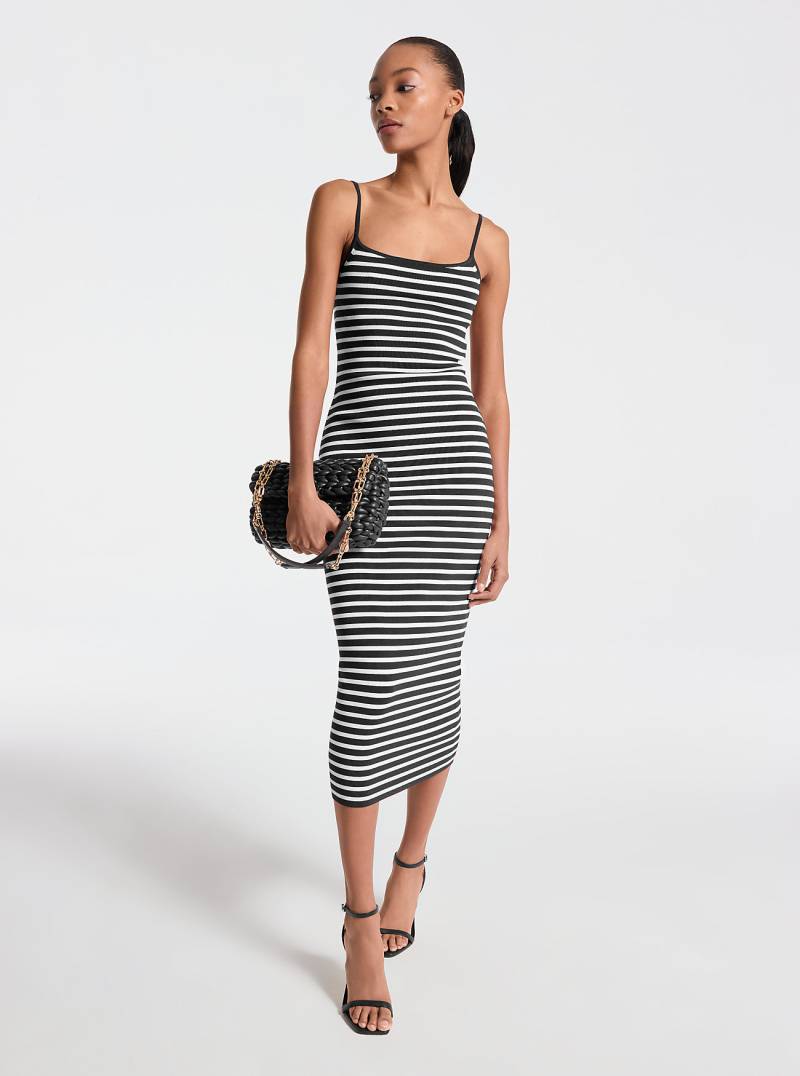 MK Gestreiftes Midikleid Aus Stretch-Viskosemischung - Schwarz - Michael Kors von MICHAEL Michael Kors