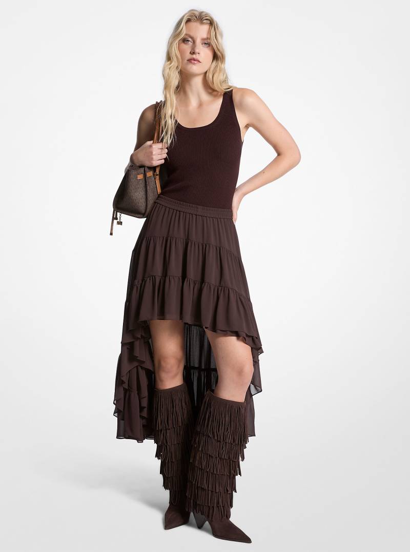 MK Gestufter Rock Aus Georgette - Braun - Michael Kors MK Gestufter Rock Aus Georgette - Braun - Michael Kors von MICHAEL Michael Kors