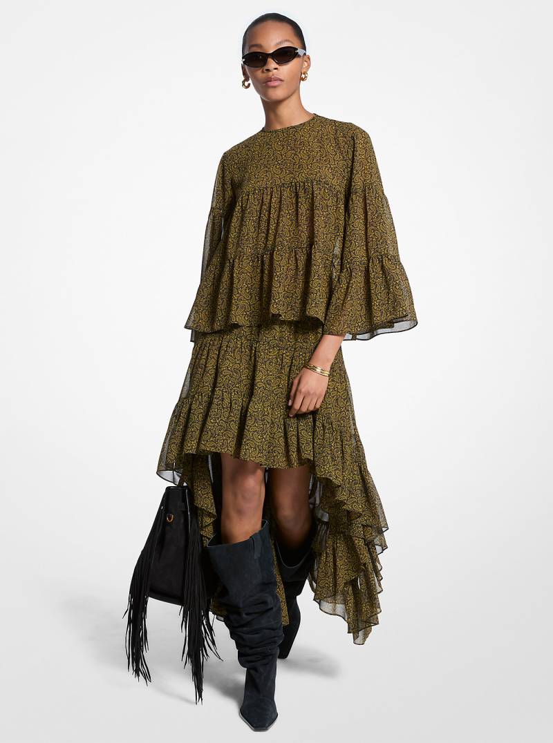 MK Gestufter Rock Aus Georgette Mit Paisleymuster - Grün - Michael Kors von MICHAEL Michael Kors