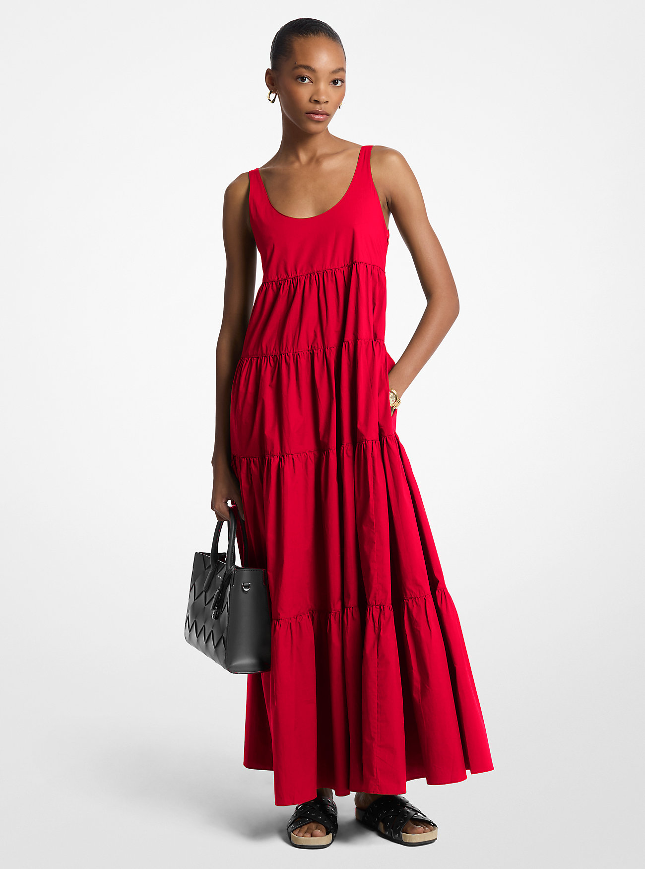 MK Gestuftes Kleid Aus Stretch-Baumwolle - Rot - Michael Kors MK Gestuftes Kleid Aus Stretch-Baumwolle - Rot - Michael Kors von MICHAEL Michael Kors