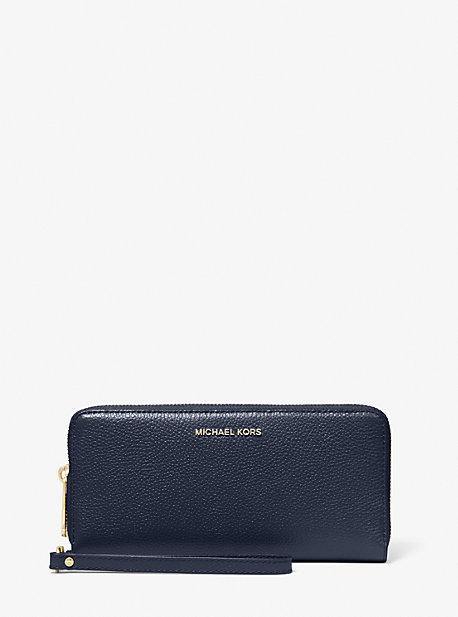 MK Handgelenktasche Aus Gekrispeltem Leder Im Kontinental-Format - Blau - Michael Kors von MICHAEL Michael Kors