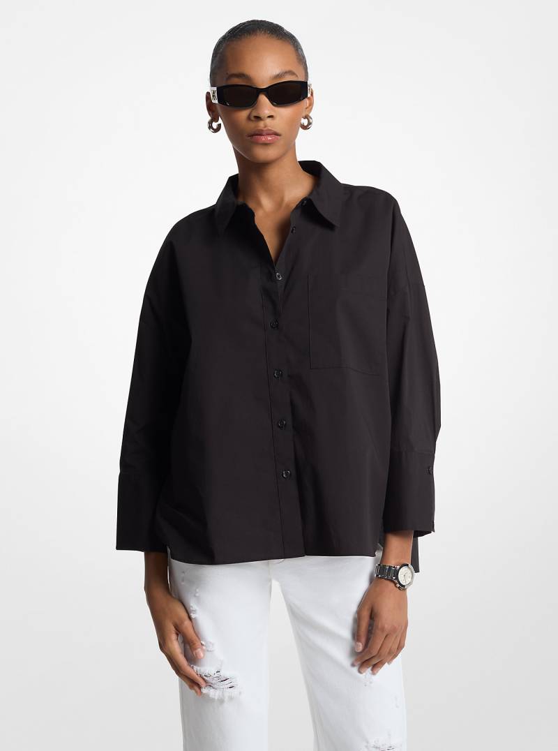 MK Hemd Aus Baumwoll-Popeline Mit Stretch - Schwarz - Michael Kors von MICHAEL Michael Kors