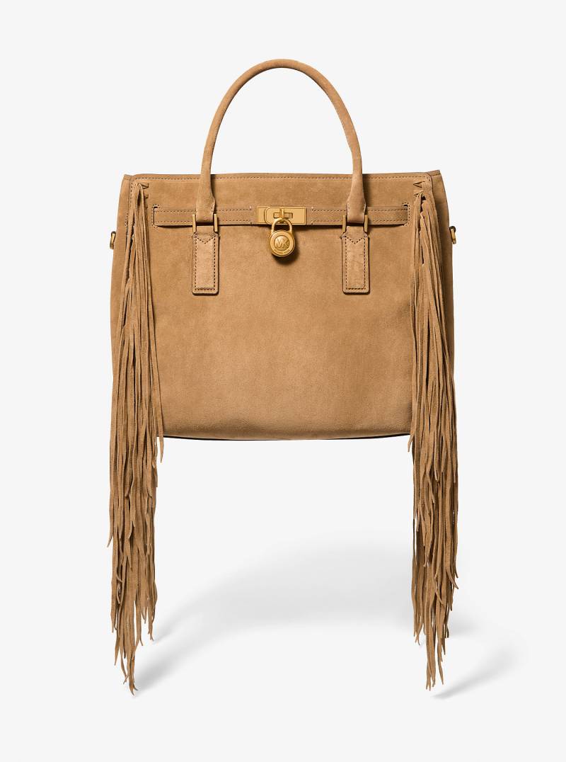 MK Henkeltasche Hamilton Moderne Large Aus Wildleder Mit Fransen - Natur - Michael Kors von MICHAEL Michael Kors
