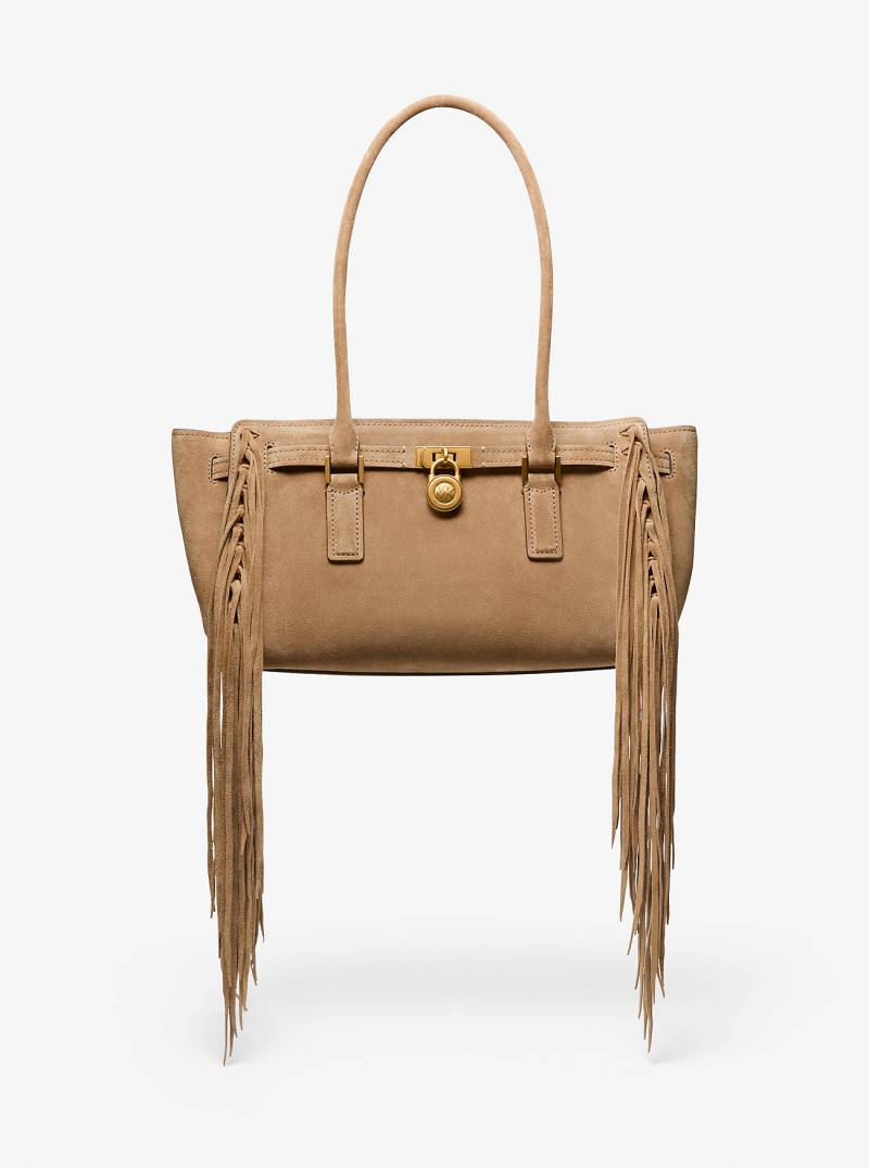 MK Henkeltasche Hamilton Moderne Small Aus Wildleder Mit Fransen - Natur - Michael Kors von MICHAEL Michael Kors
