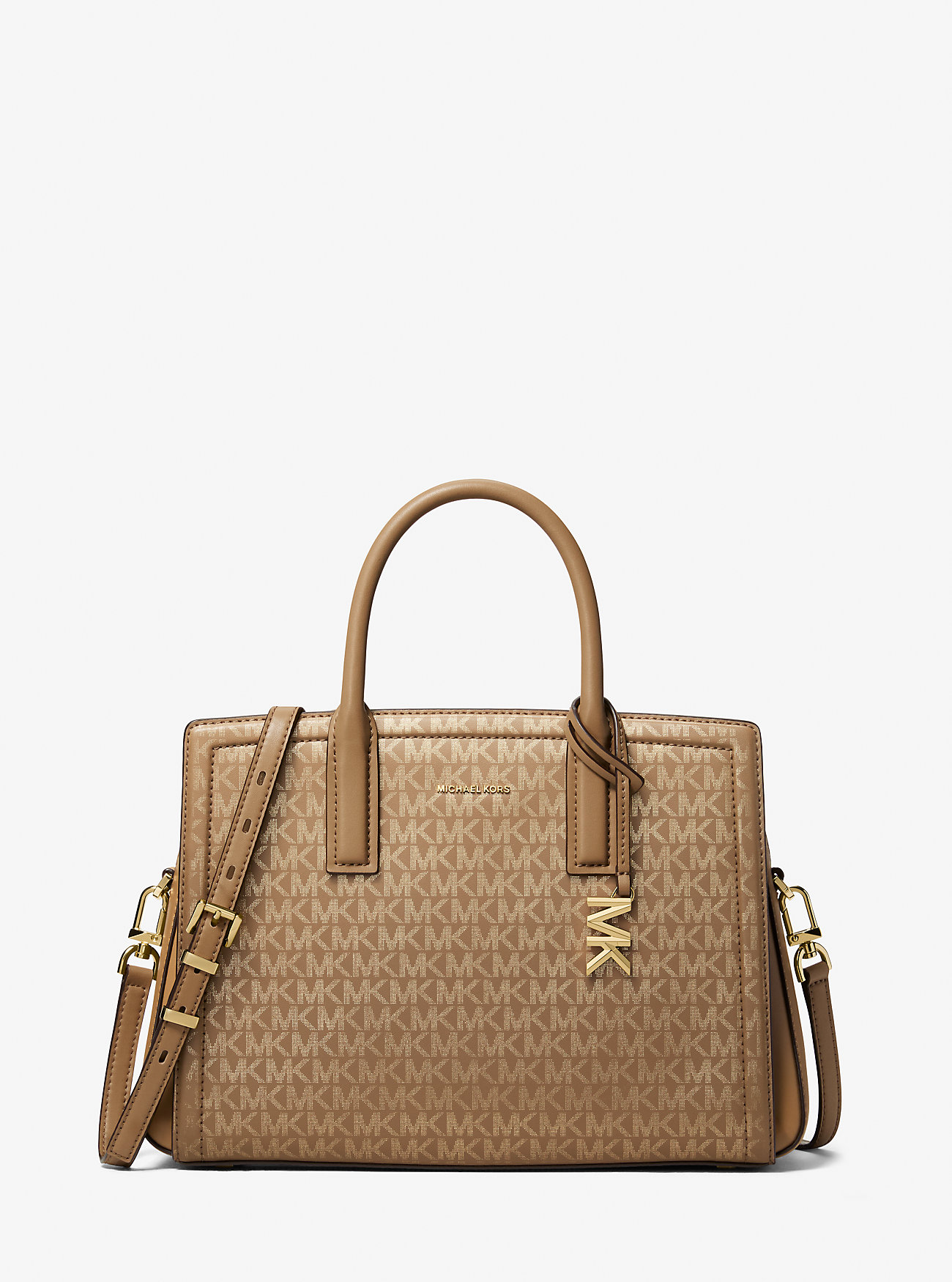 MK Henkeltasche Laila Medium Mit Signature-Logomuster In Metallic-Optik - Natur - Michael Kors von MICHAEL Michael Kors