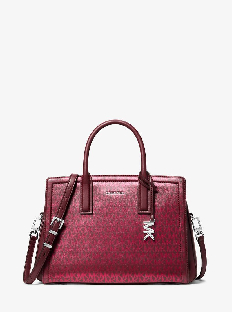 MK Henkeltasche Laila Medium Mit Signature-Logomuster In Metallic-Optik - Rot - Michael Kors von MICHAEL Michael Kors