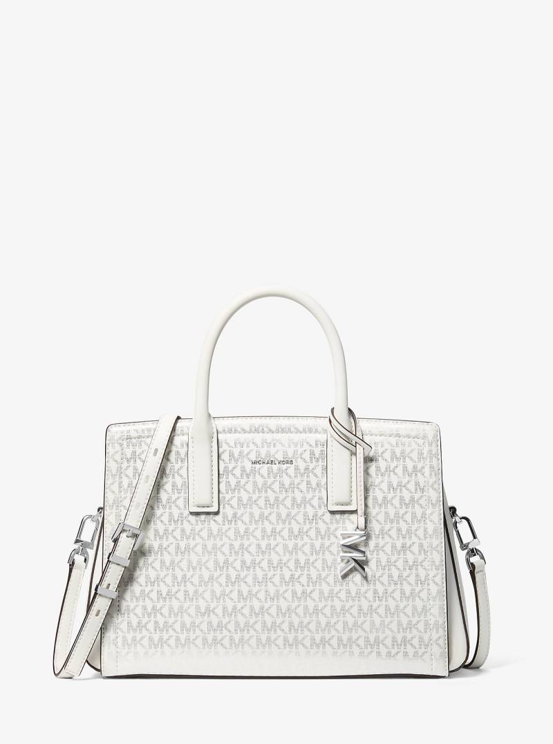 MK Henkeltasche Laila Medium Mit Signature-Logomuster In Metallic-Optik - Weiss - Michael Kors von MICHAEL Michael Kors